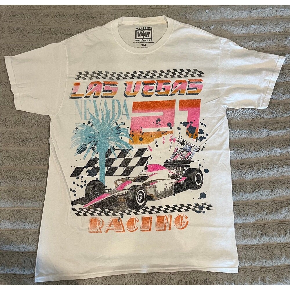Westside Originals Las Vegas Nevada Racing Graphic T-Shirt White Size Small NWOT
